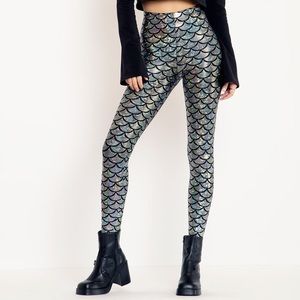 Mermaid Silver Shatter HW Leggings - Limited